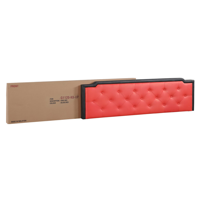 Upholstered Panel Bed, King, Black/Red