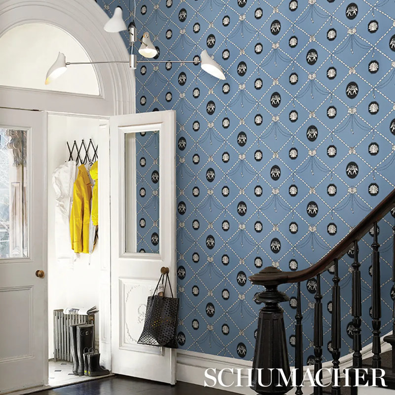 Schumacher X Backdrop Wallpaper Roll, Blue