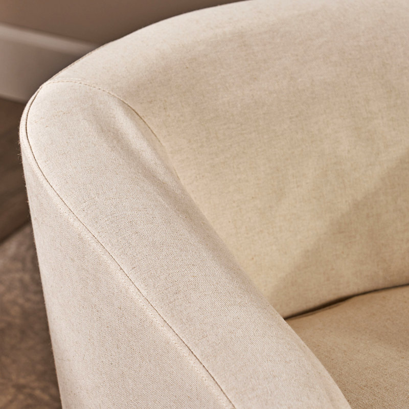 Aajaylah Upholstered Swivel Barrel Chair, Natural Polyester