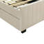 Lit plateforme tapissier simple en velours avec lit gigogne simple, beige-1190055345