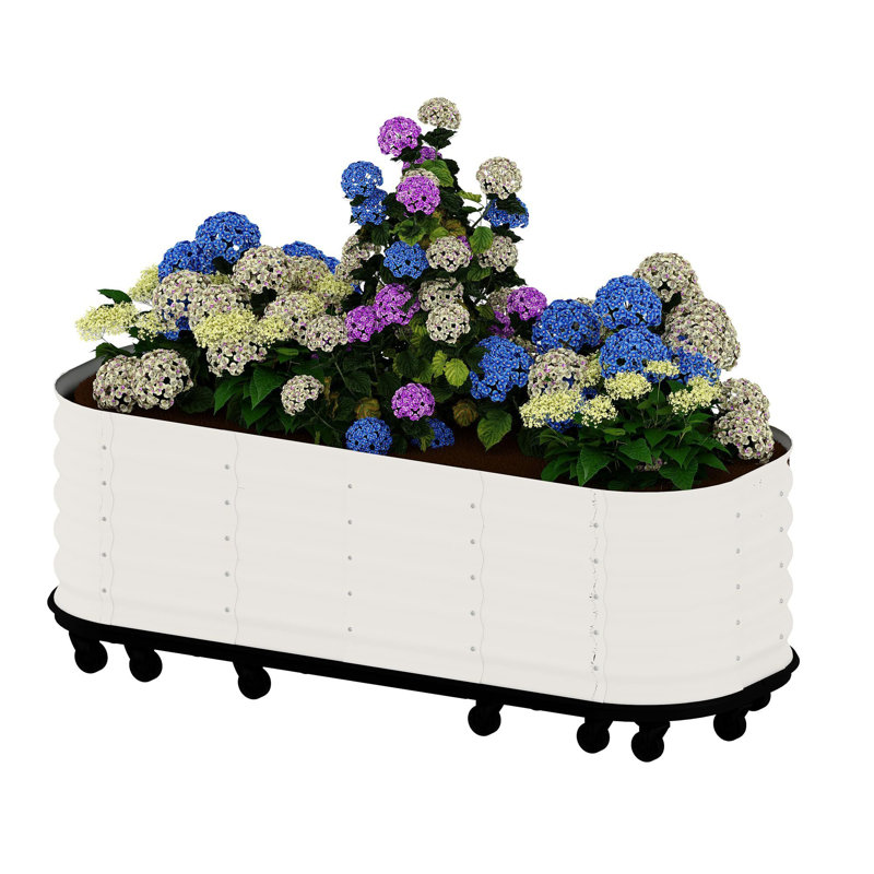 Roll & Grow Planter, With 360° Wheels, 27.50" H x 59" W x 23.60" D, White