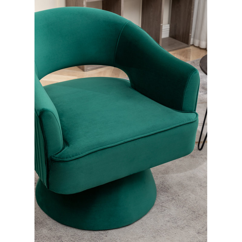 Fauteuil demi-tonneau Chynna, Velours vert foncé