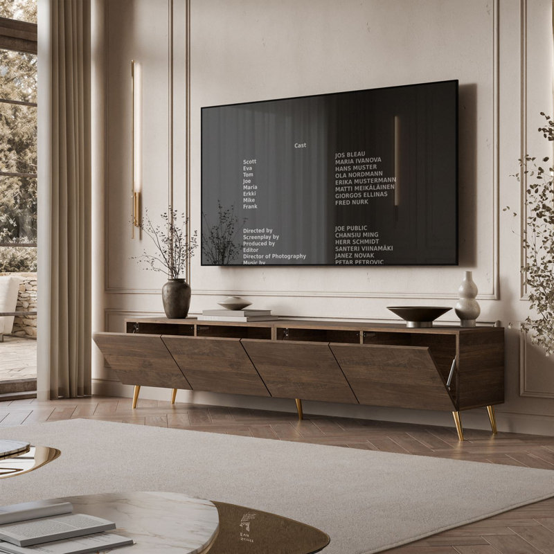 TV Stand for TVs up to 88", gold ONYX legs