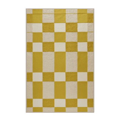 Machine Washable Checkered Brown Area Rug