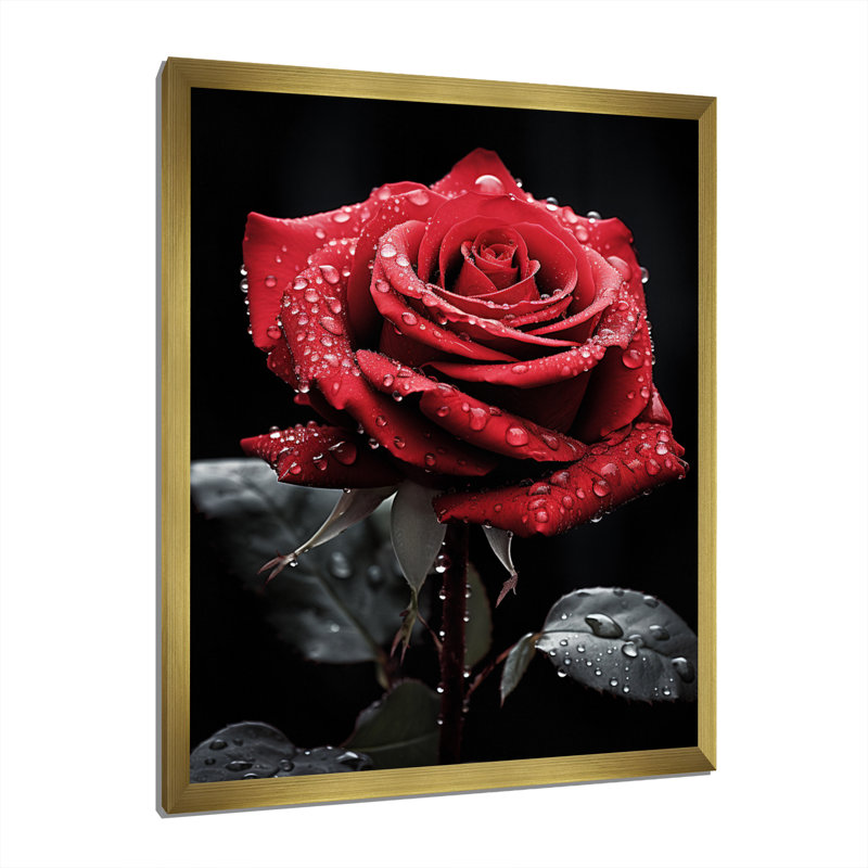 Collyn - rouge, noir, rose, élégance IV - imprimé, H 40 po x l 30 po x P 1,5 po, Encadrement doré