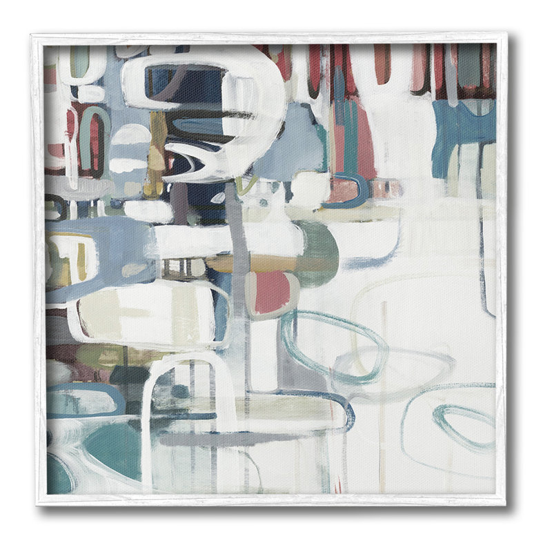 Cadre simple à formes abstraites asymétriques par Lisa Ridgers sur toile, H 17 po x l 17 po, Giclée encadrée noir minuit