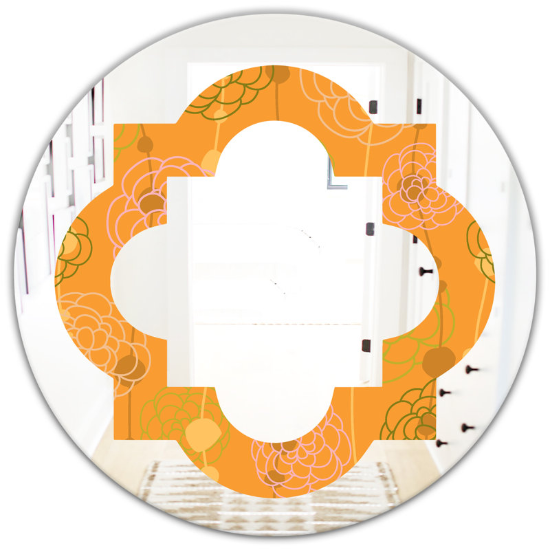 Miroir mural quatre fleurs, H 31,5 po x l po