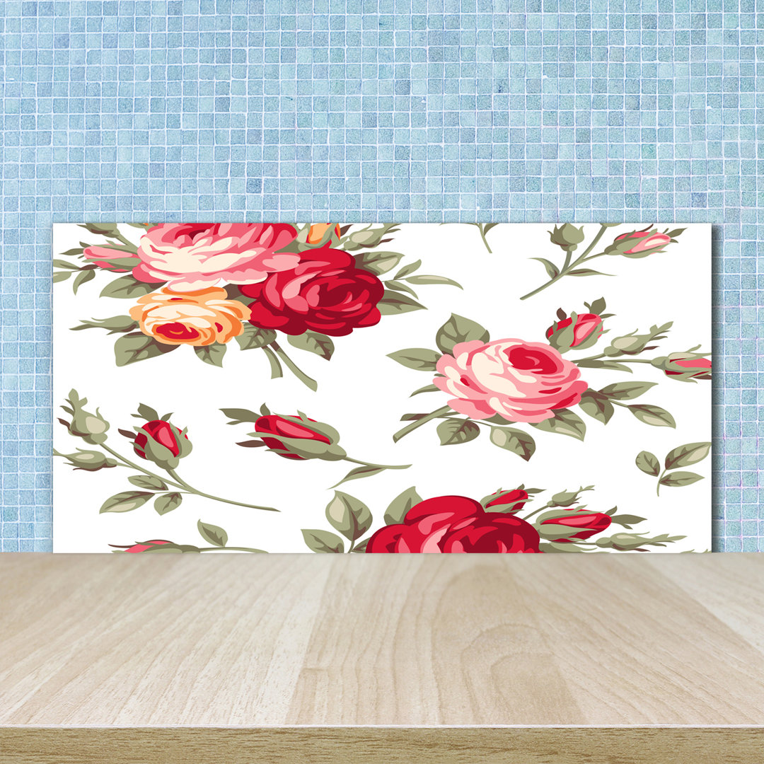 50 cm x 100 cm Glas Spritzschutzpaneel Roses