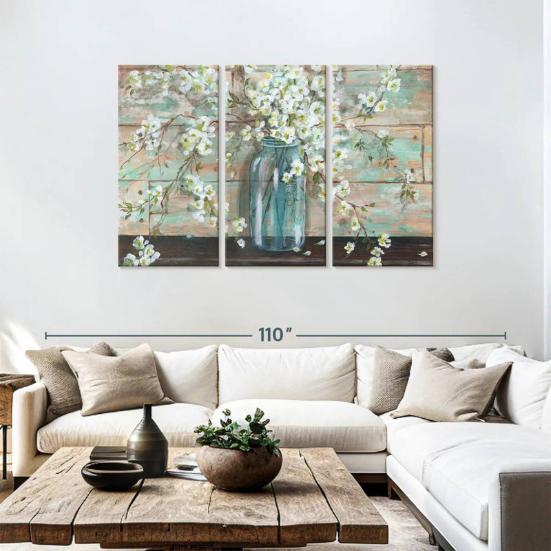 Harnek Blossoms In Mason Jar, 48" H x 74" W