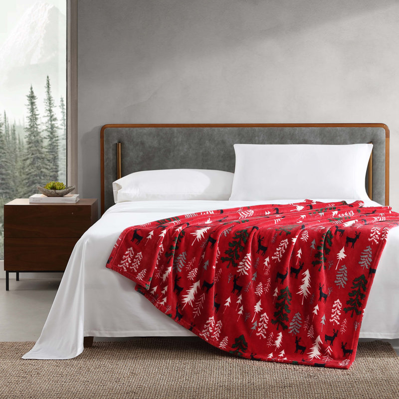 Red Deer Woods Reversible Fleece Throw Blanket 50" x 60"