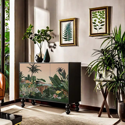 Armoire d'appoint moderne en bois massif noir