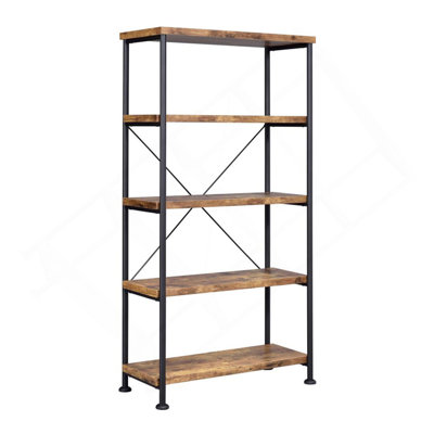 5-Shelf Bookcase In Antique Nutmeg And Black