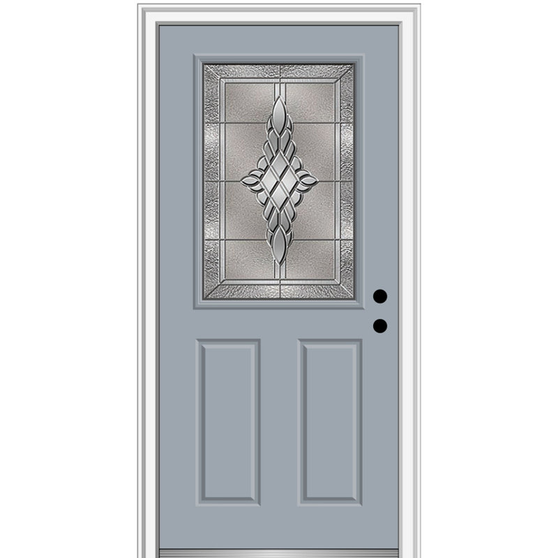 Porte d'entrée pré-suspendue en fibre de verre 1/2 panneau 2 panneaux Grace Grace, H 80 po x l 32 po x P 1,75po