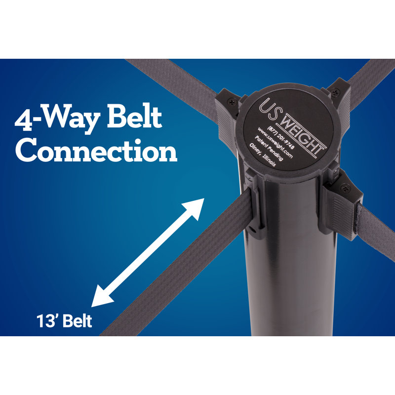 Black Steel Stanchion Set with Blue Retractable Belt