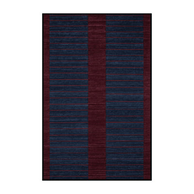Machine Washable Horizontal Stripes Gray Area Rug