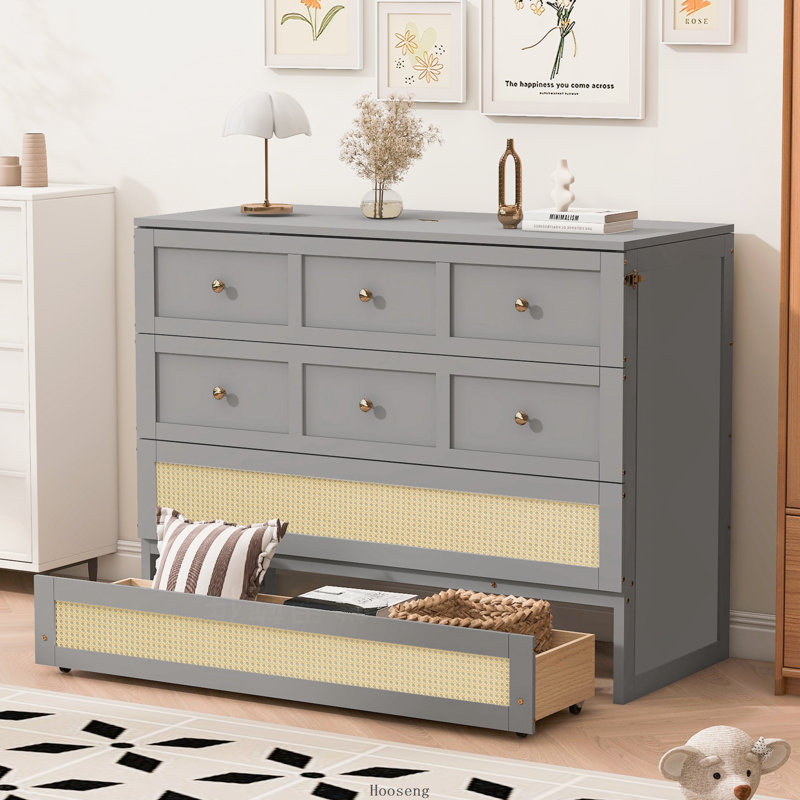 Lit escamotable double avec grands tiroirs, gris, Grey