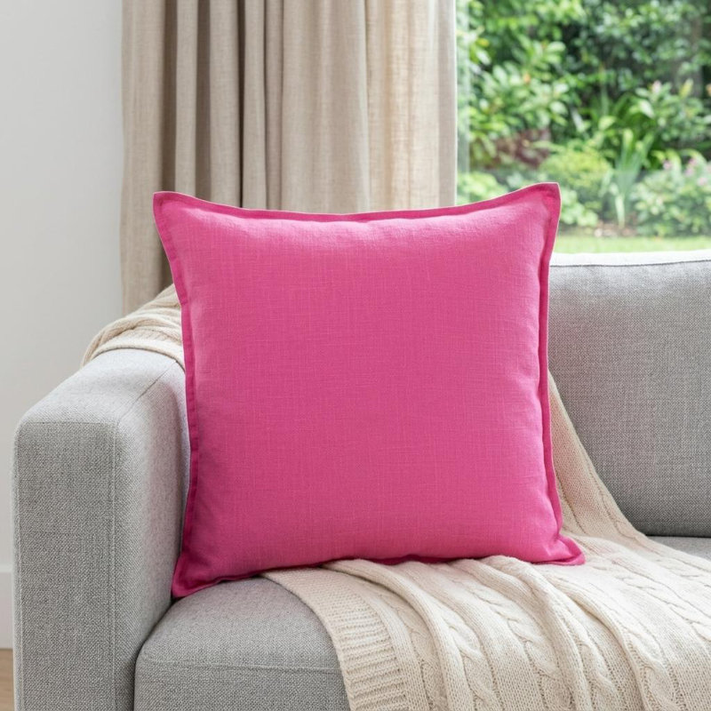 20" Hot Pink Cotton Throw Pillow, Fuchsia
