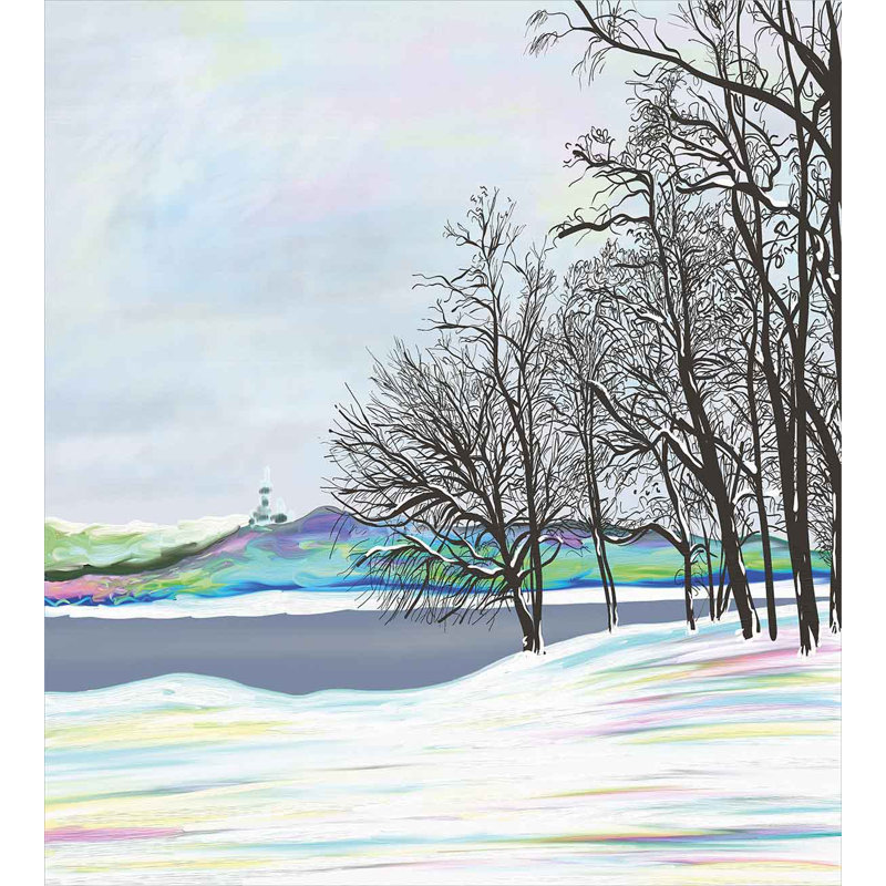 Ensemble de housse de couette Nature Natural Winter Winter Forest with Tree Tree, Grand