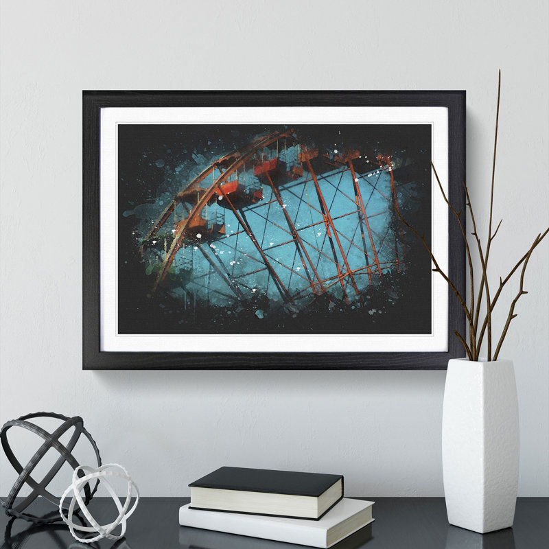 Ferris Wheel Vol.2 - Picture Frame Graphic Art, 27cm H x 36cm W x 2cm D, Black Framed
