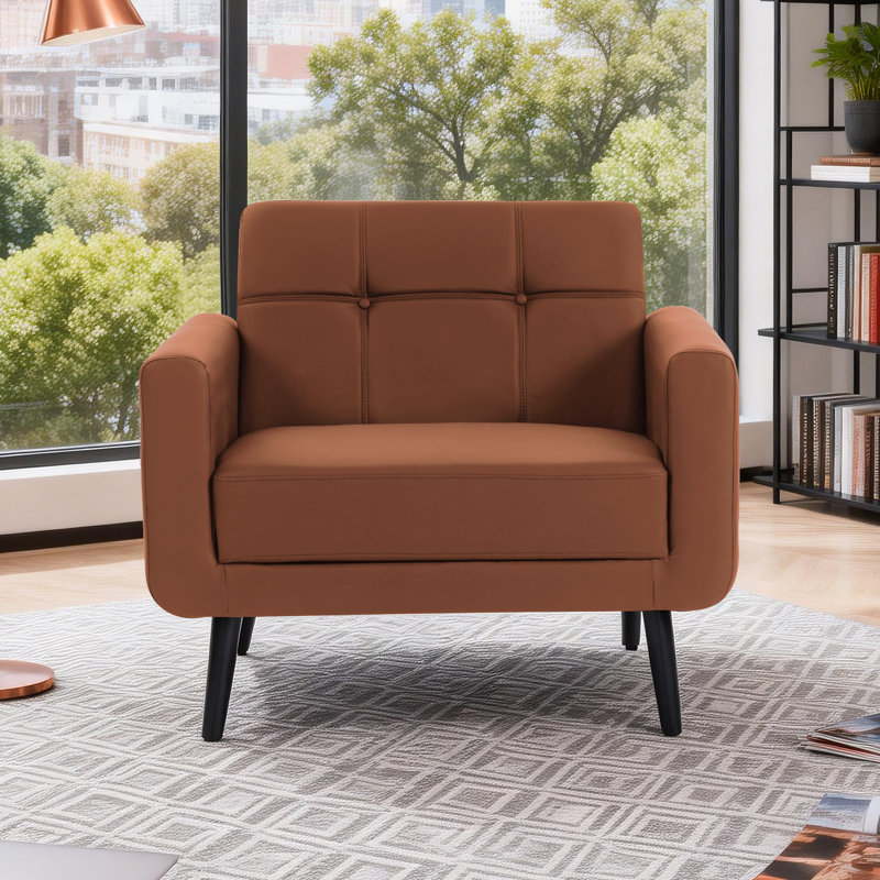 38“ Wide  Oversized Upholstered Armchair Accent Chair Faux Leather  , Brown