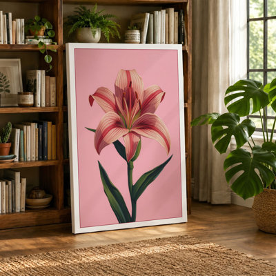 Lily in Pink Botanical - Wrapped Canvas