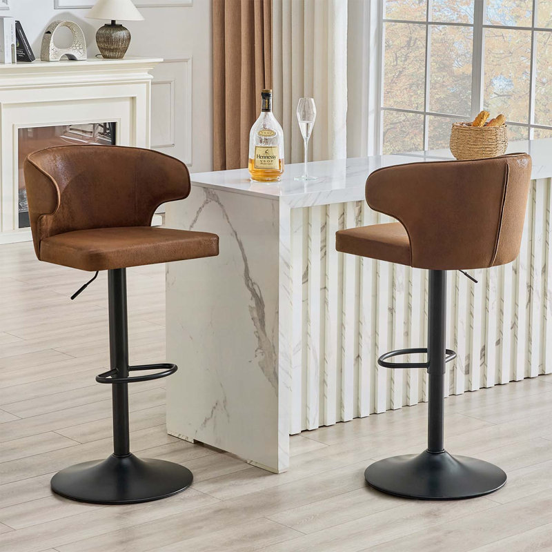 Chaise de bar rotative moderne et ajustable, assise spacieuse et support à haut dossier (2 pièces)