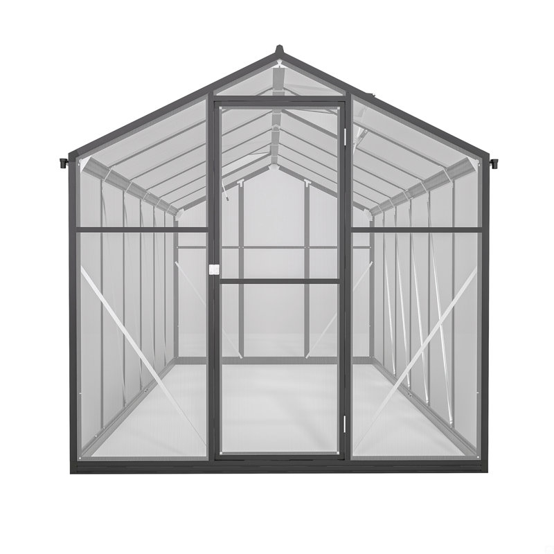 Polycarbonate Greenhouse, Greenhouse With Double Flush Door, Rain Gutter And Ventilation Window, Green House