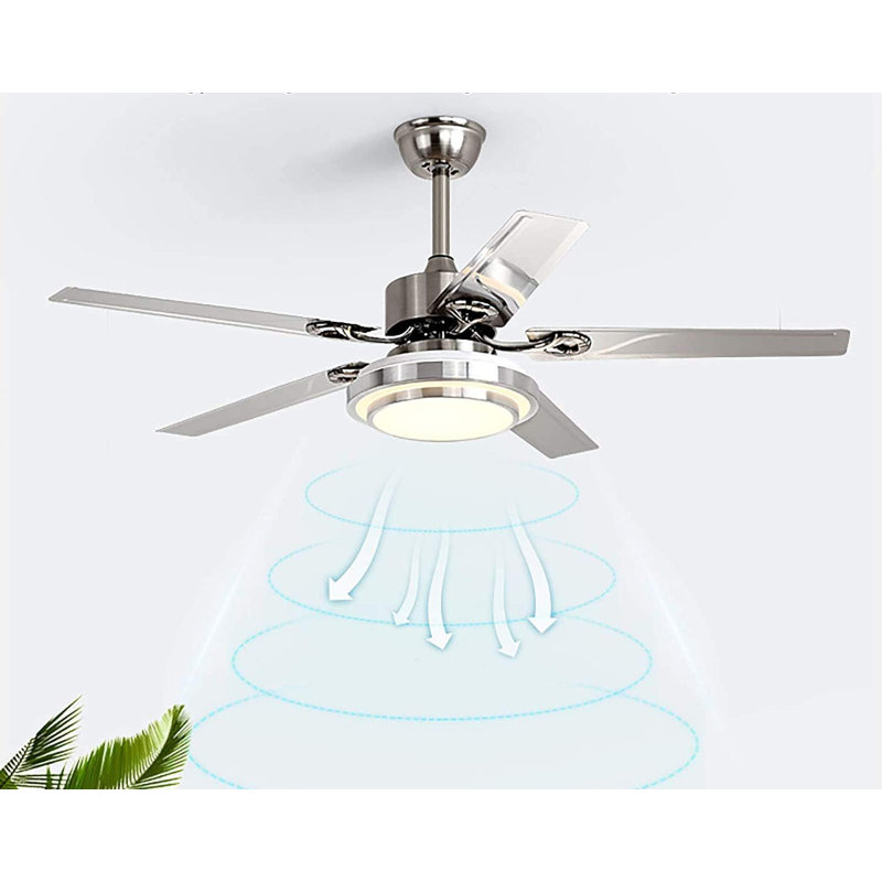 52 Inch Ceiling Fans With Lights, Led Fan Light With Remote Control