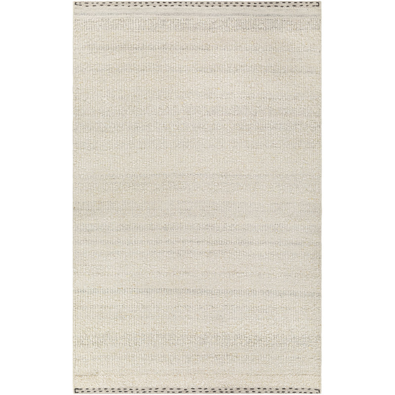 Tapis beige clair en laine tissé à la main Halifax, Rectangle 5 pi x 7 pi 6 po