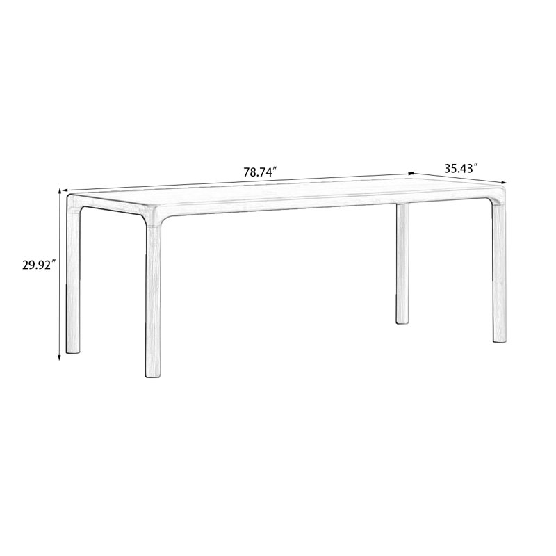 Table de salle à manger rectangulaire noire en bois massif, H 29,92 po x L 78,74 po x l 35,43 po