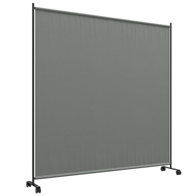 Freestanding Outdoor Privacy Screen with Lockable Wheels, 183 x 181cm Polyester Patio Divider for Garden & Terrace