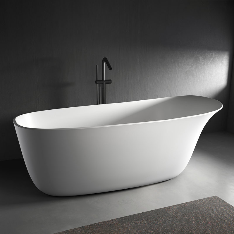 Baignoire de trempage autoportante de 63 po en blanc