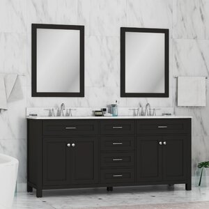 Red Barrel Studio® Cecilton 72'' Double Bathroom Vanity with Marble Top ...