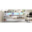 Structure de lit d'angle pour lit simple avec bibliothèque et 2 tiroirs de rangement sous le lit, lit moderne avec lumière DEL et station de charge, interchangeable gauche et droite, blanc-133673679