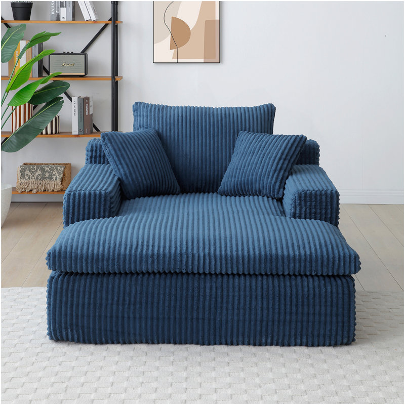 Chaise longue 64 po x 46 po pour canapé-lit rembourré surdimensionné pour l'intérieur, Bleu