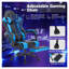 Fauteuil de jeu ergonomique avec repose-pieds et dossier haut en noir et bleu