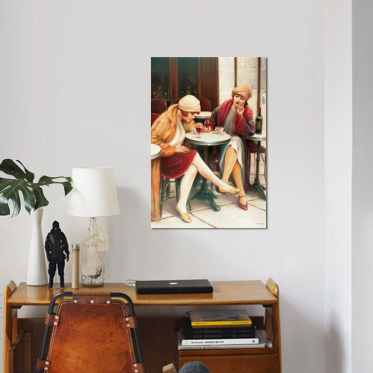 « cafe ii », reproduction sur toile, H 12 po x l 8 po x P 0,75 po, Pas de tapis, Toile tendue