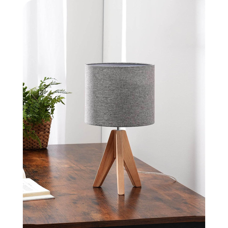 Wood Table Lamp, Natural, Grey