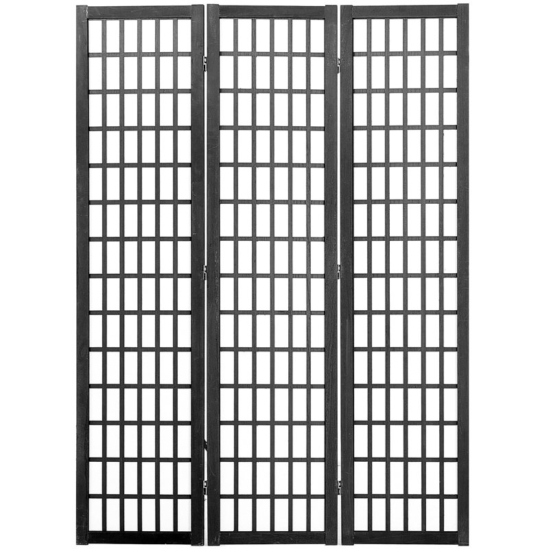 Paravent 3 panneaux japonais pour le bureau, écran d'intimité pliant en bois, 47 pouces avec 360 pivotant, solide, cloison minimaliste à finition noire, utilisation à l'intérieur,