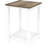 Farmhouse White Side Table With Oak Finish, Rustic End Table With Storage Shelf For Living Room Or Bedroom
