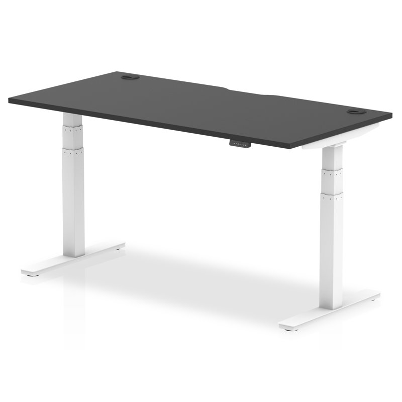 Adjustable Height Steel Standing Desk, 66cm H x 120cm W x 80cm D, White