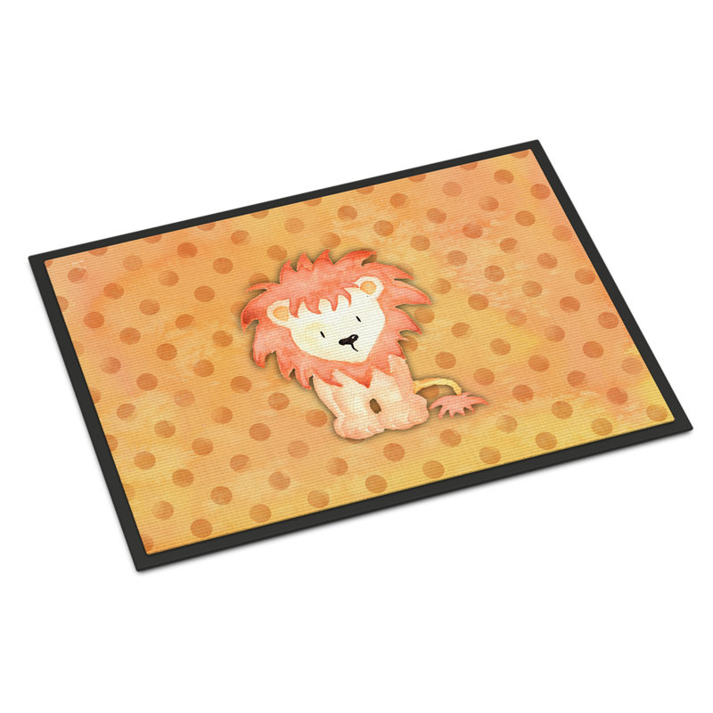 Tapis de porte pour l’extérieur antidérapant en aquarelle lion Aaru, H 0,2 po x l 36 po x P 24 po