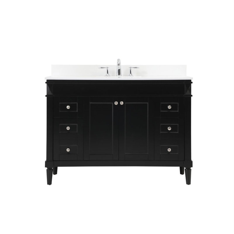 Readington 48'' Single Bathroom Vanity with Engineered Marble Top, Black