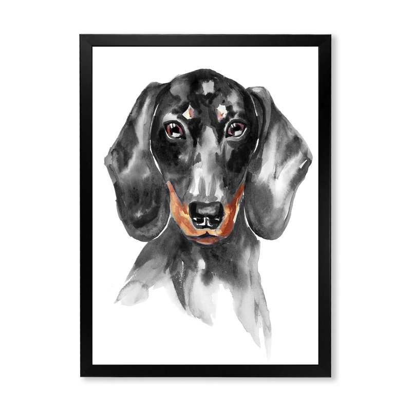 Sweepy The Dachshund I - on, Impression noire sur toile encadrée, H 20 po x l 12 po x P 1 po