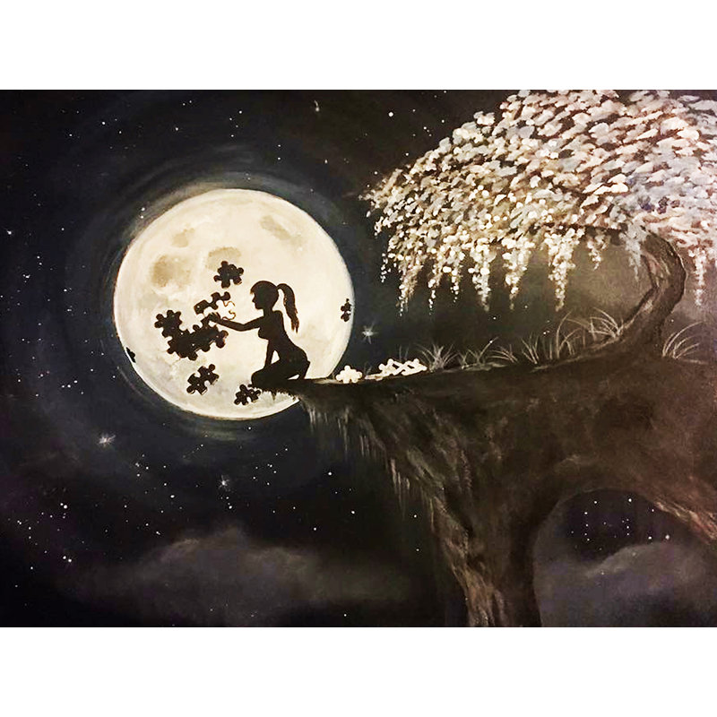 Moon Moon par Ed Capeau - reproduction d'art, H 16 po x l 12 po x P 1,5 po, Toile tendue, Pas de tapis