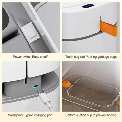 Joybos Smart Space 3,5 gallons Poubelle rectangulaire à capteur de mouvement, plastique ABS, ensacheuse automatique et rechargeable