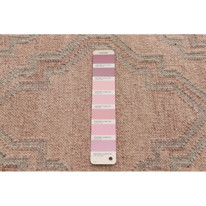 Tapis rose en laine tissé à la main et à plat