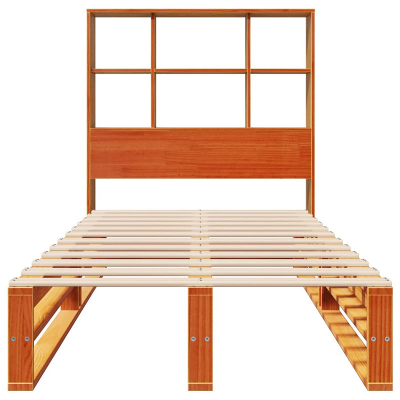 Saleem Solid Wood Bed, Wax Brown, 110cm H x 223cm W x 106cm D