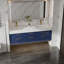 Meuble-lavabo mural de 60 po avec armoire en bois massif Melora, comptoir en pierre naturelle, tiroirs à fermeture en douceur et éclairage de designer DEL Melora-1251430807