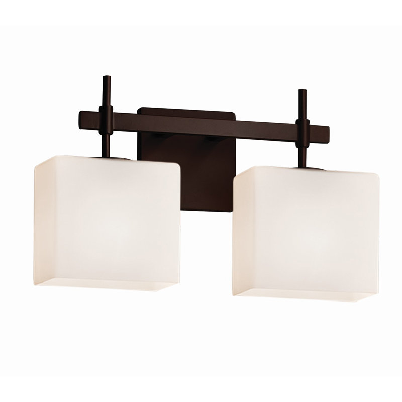 Éclairage pour meuble-lavabo 2 lumières Casson, Opale, Bronze foncé